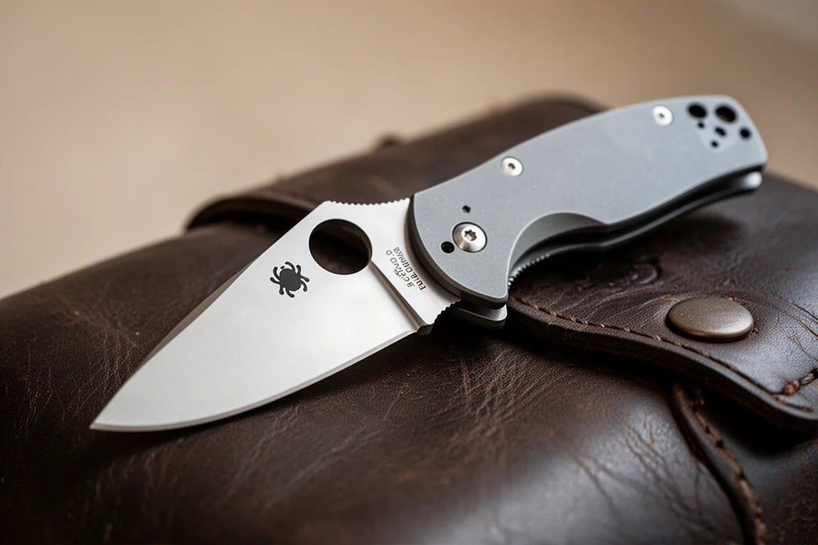 Spyderco Techno 3 blade with satin finish and maker's mark