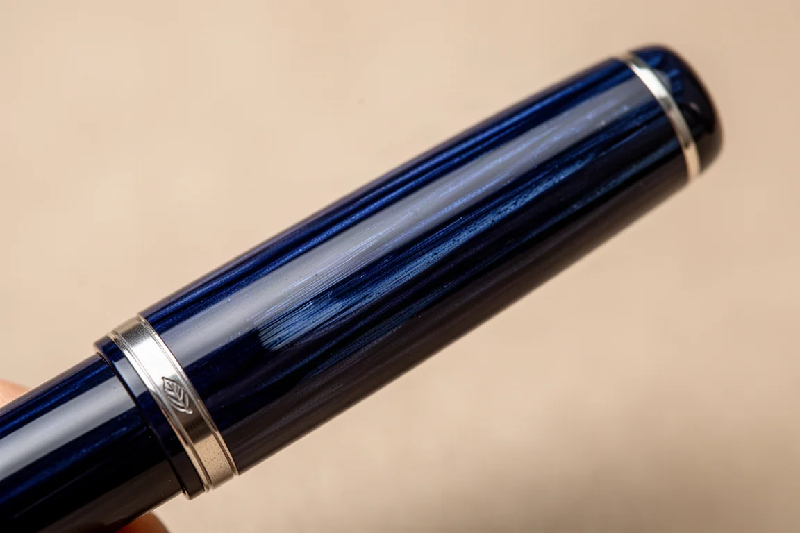 urushi 漆筆桿在光線下隱約可見的筆刷痕跡