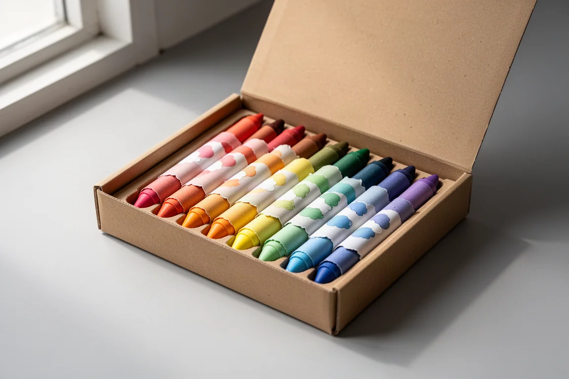 Open cardboard set of 24 Staedtler watercolor crayons in assorted colors