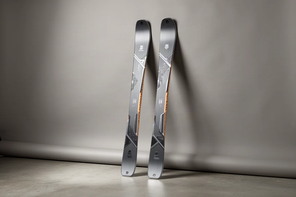 Stockli Stormrider 88 all-mountain skis standing upright on a neutral backdrop