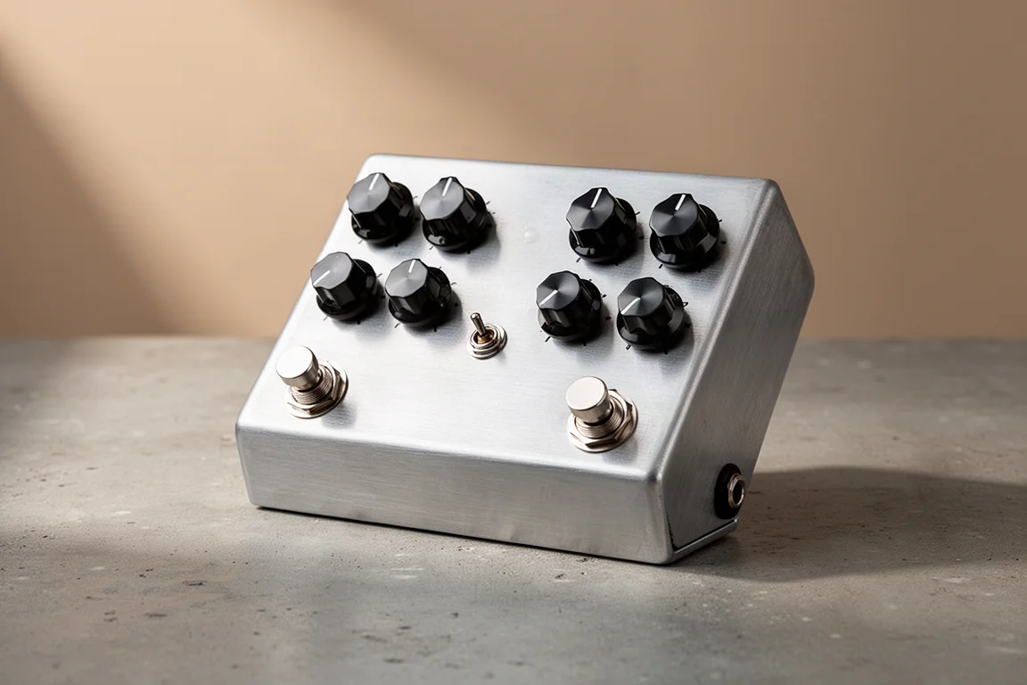Summer School Electronics Double Major overdrive-pedal på en matt betongyta