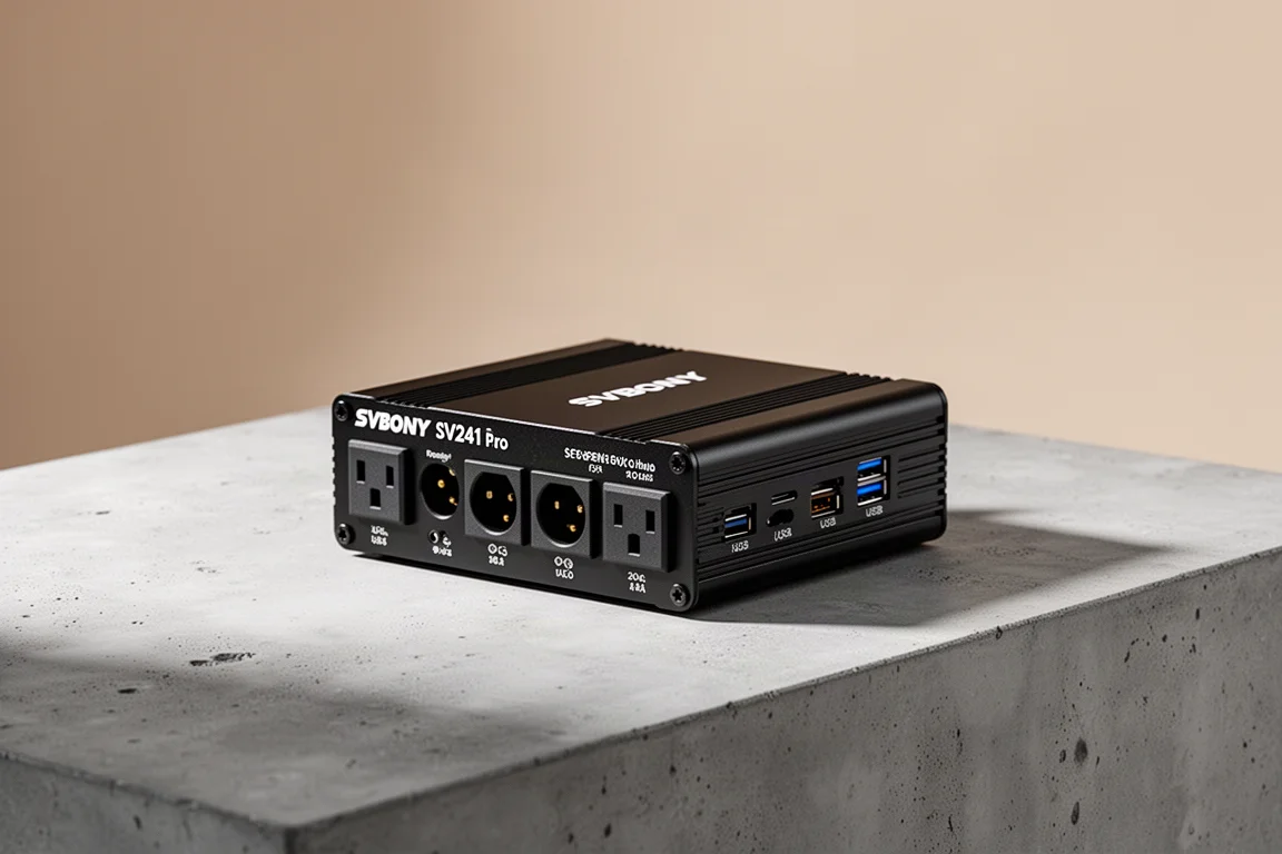 マットなコンクリート表面に置かれたSVBony SV241 Proパワーハブ