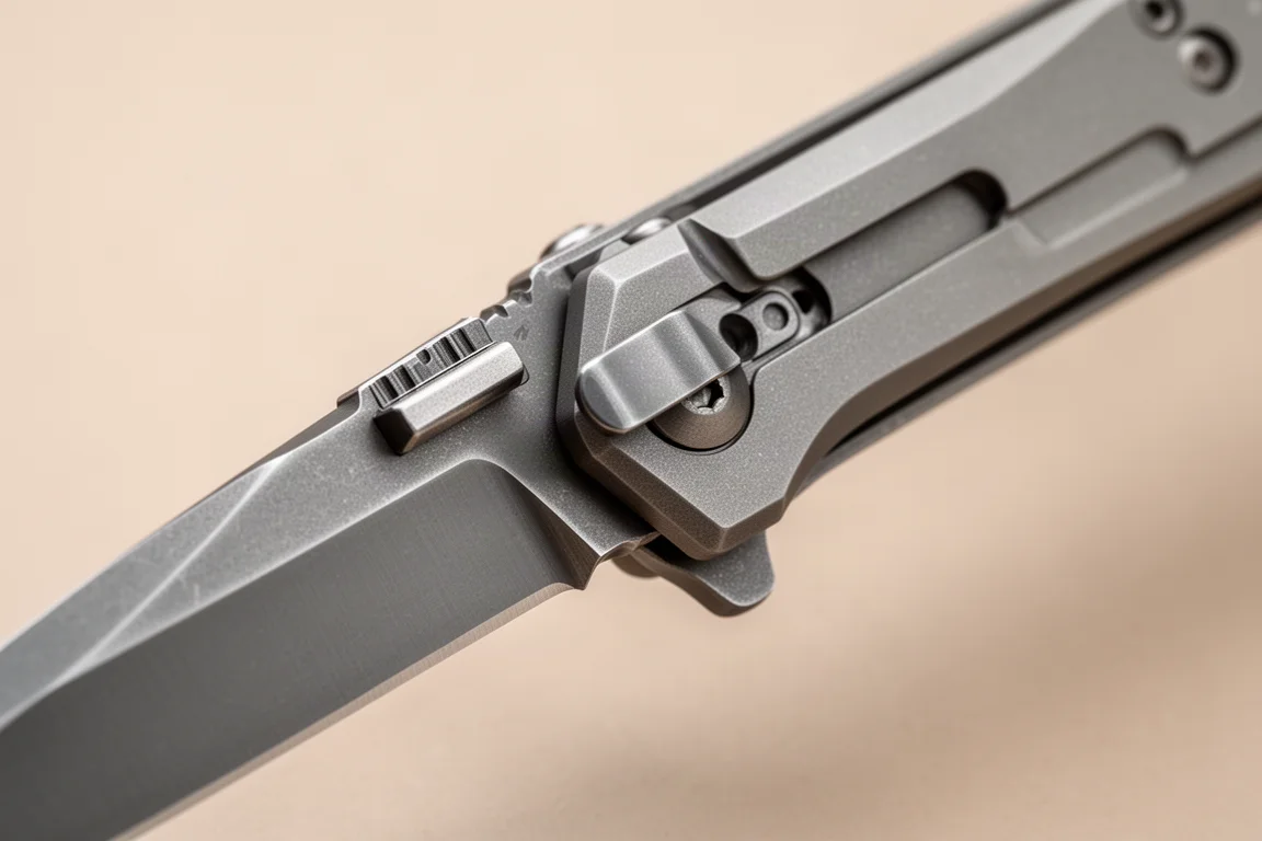 Coltello chiudibile tenuto aperto a mostrare il meccanismo liner lock