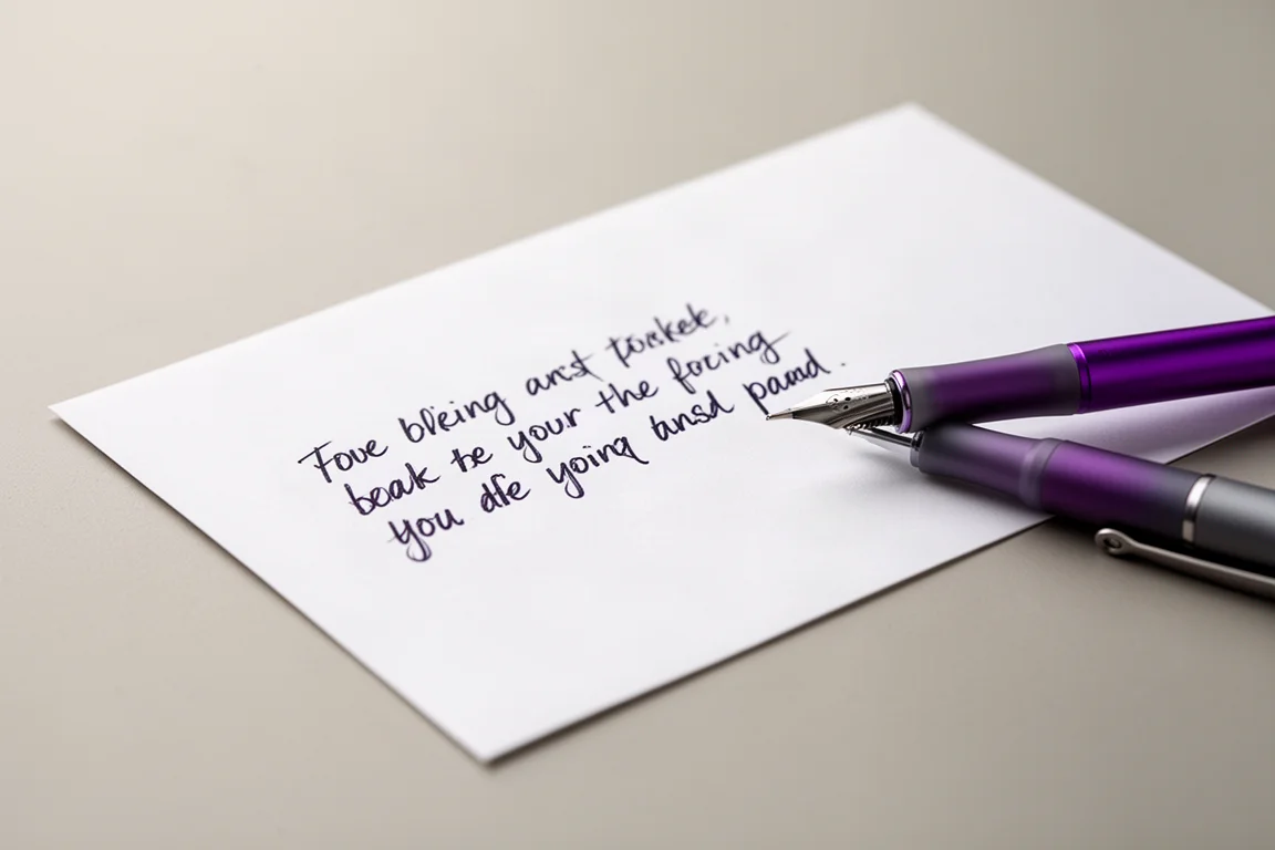 Handschriftliche Schreibprobe in dunkler Tinte auf weißem Papier