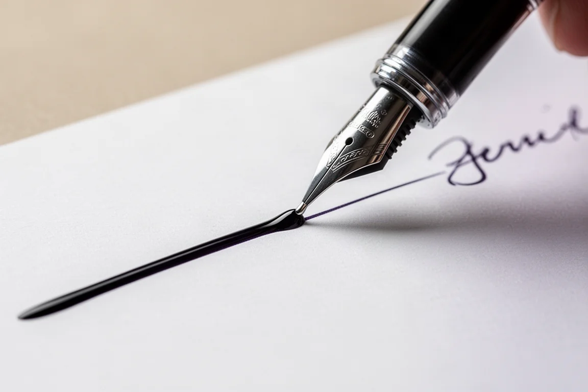 Pen writing a smooth line on plain white paper