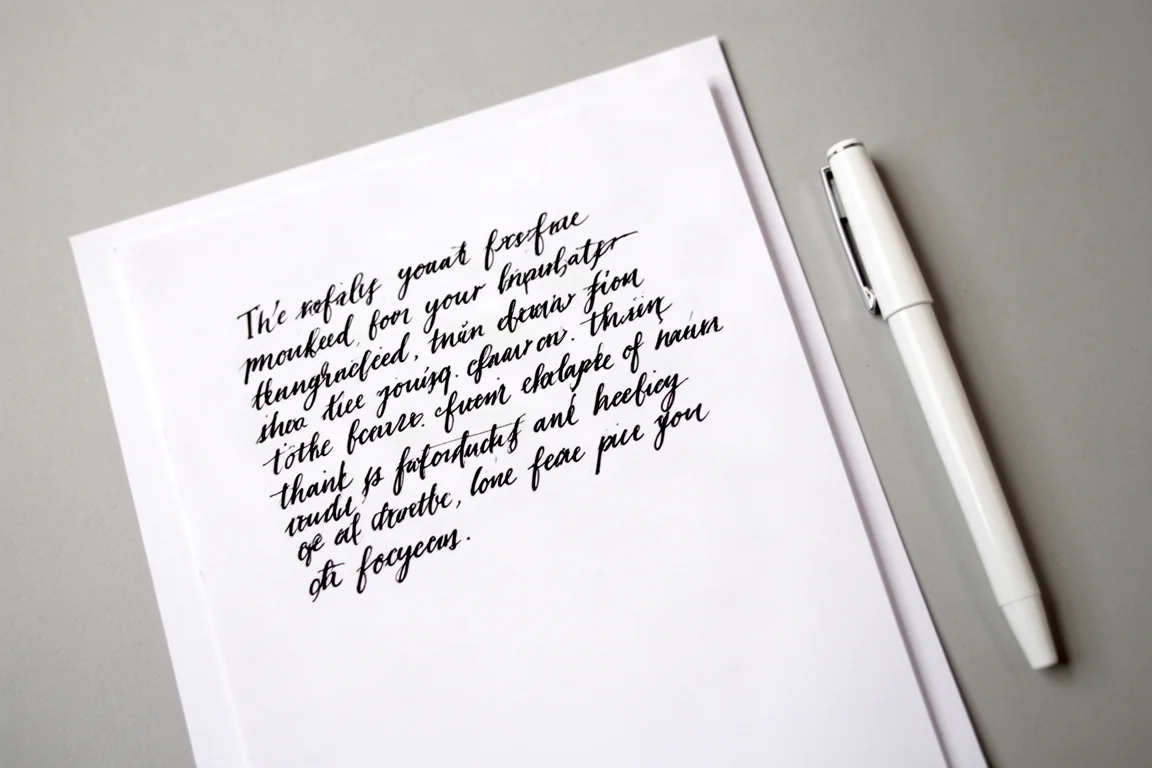 Handwriting sample in dark ink on plain white paper