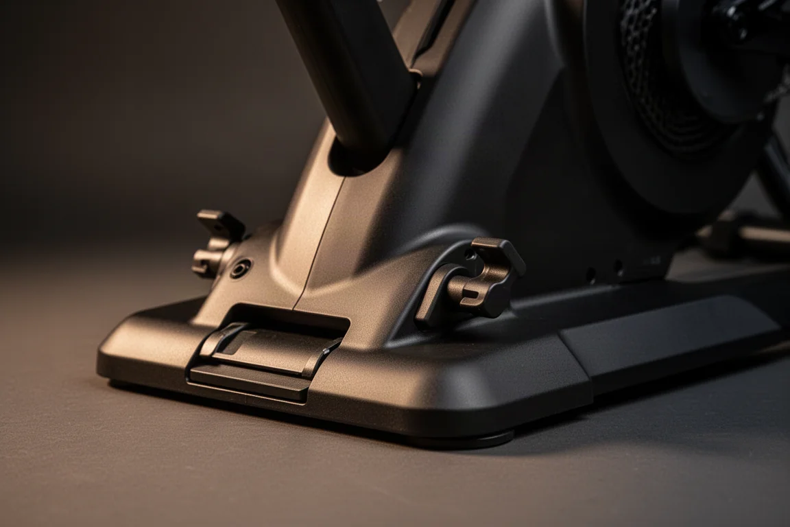 Close-up van geïntegreerde motion plates onderaan een smarttrainer