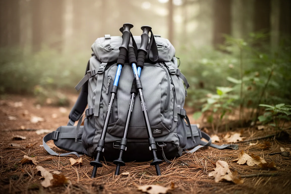 Tente pour une personne montée en autoportante sur un sol rocheux au crépuscule