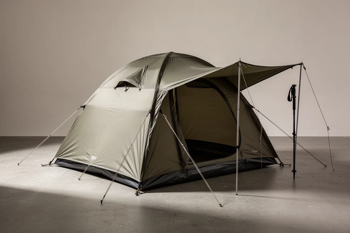 Tarptent Rainbow one-person backpacking tent pitched on a concrete studio surface