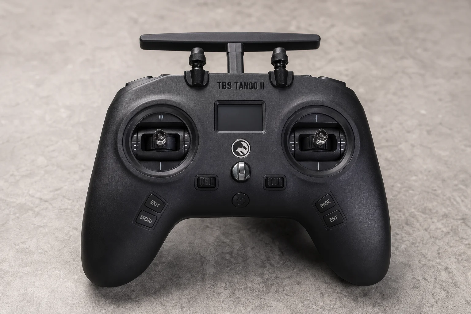 Fully assembled FPV racing drone with carbon fiber frame and mounted electronics