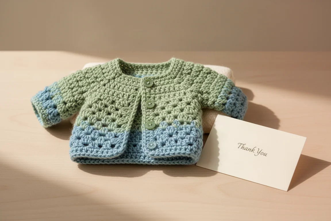 Teddy's Corner Crochet Granny Stitch Baby Cardigan product image