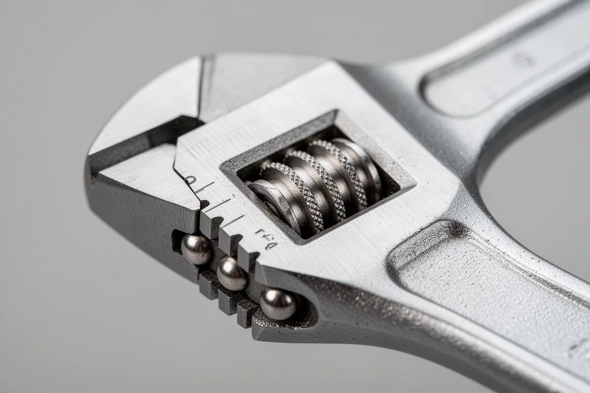 Worm gear mechanism of a wrench with multiple teeth engaging on the adjustment rack