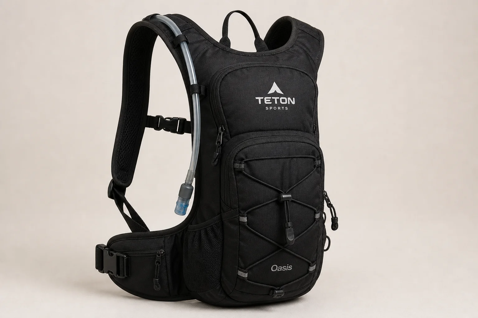 Teton Sports Oasis hydration pack displayed on neutral background showing pockets and straps