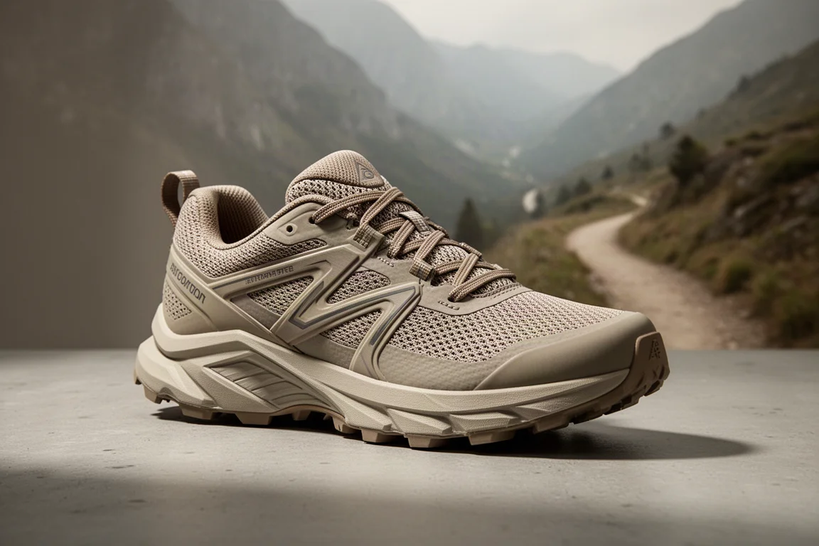 The North Face Vectiv Infinite 3 trail running shoe in three-quarter view on concrete