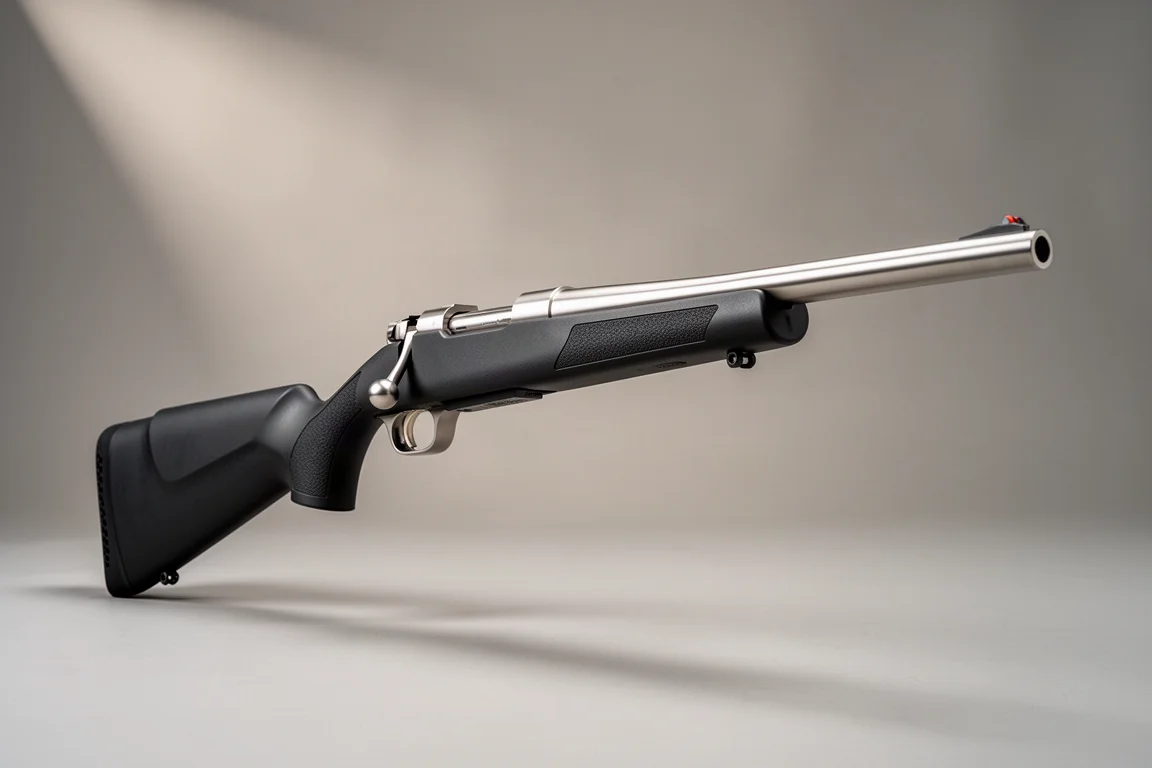 コンクリートの上に並べられたTikka T3xとWinchester Model 70ボルトアクションライフル
