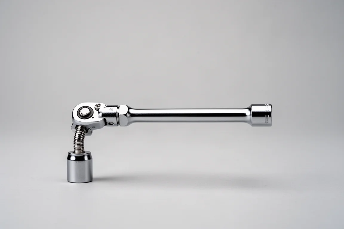 Barra de extensão com cabeça flexível segurando um soquete pequeno na horizontal