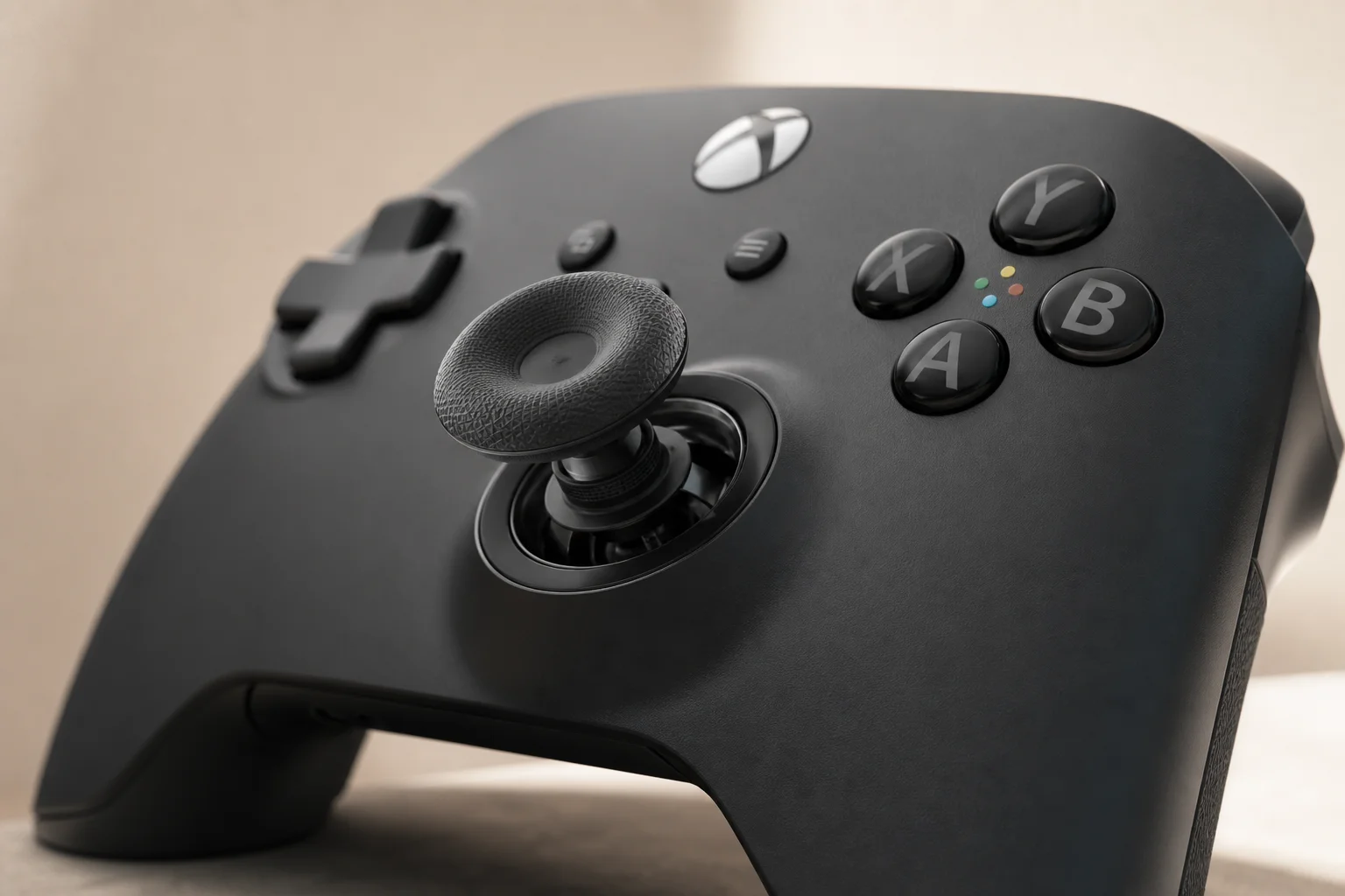 Spelkontroll med analog joystick i en neutral miljö