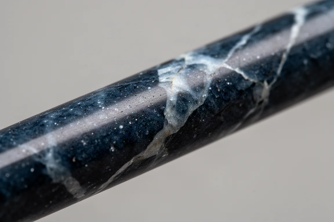 帶有大理石紋理斑駁藍色筆桿特寫