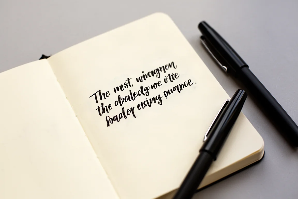 Handwriting sample in dark ink on quality notebook paper