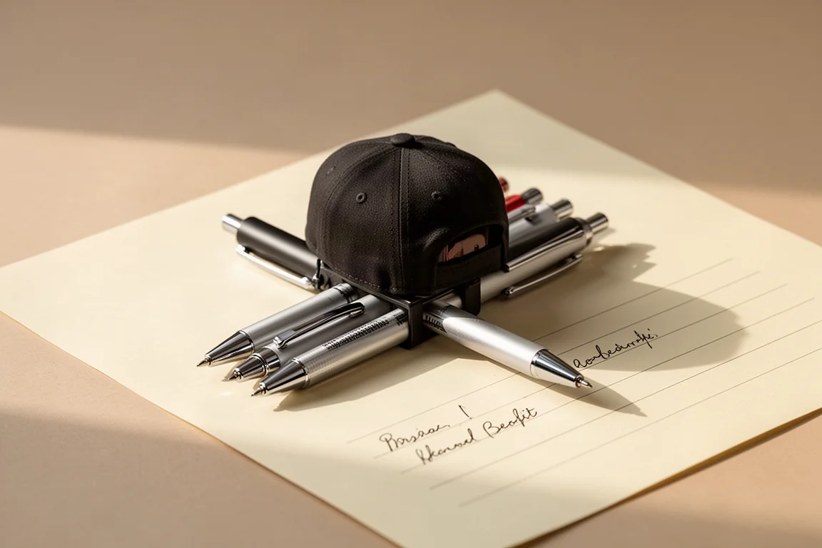 Capuchon clipsé à l'arrière d'un stylo pendant l'écriture sur papier