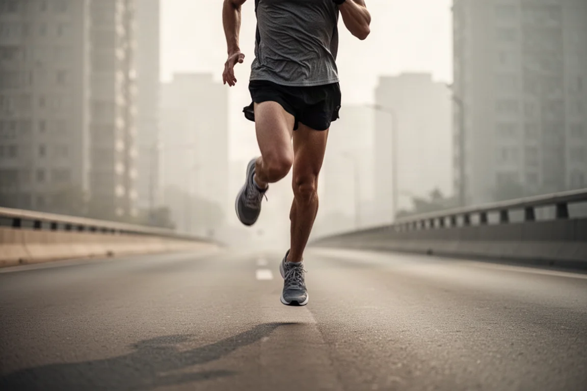 Läuferin beim Warm-up auf ruhigen Stadtstraßen vor einem Speed-Workout