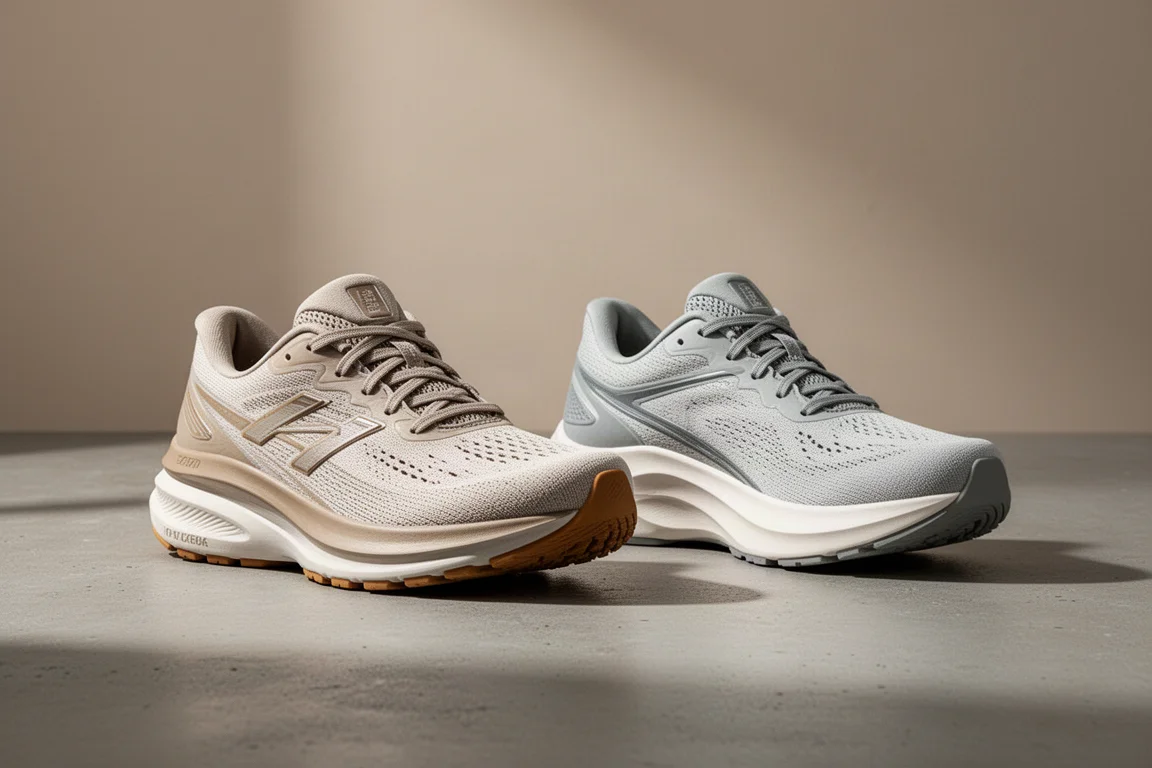 Two Topo performance trainers side by side showing different midsole heights