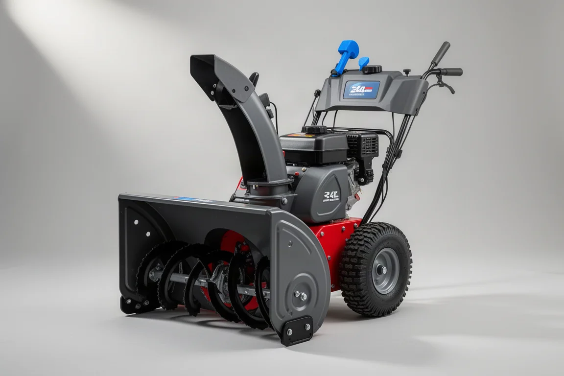 Odśnieżarka jednostopniowa Toro SnowMaster 824 QXE na neutralnym studyjnym tle