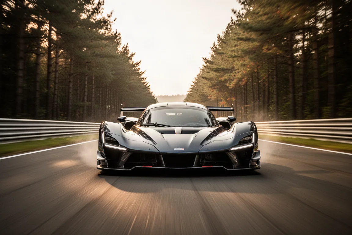 Supercar accelerating down a straight with blurred scenery