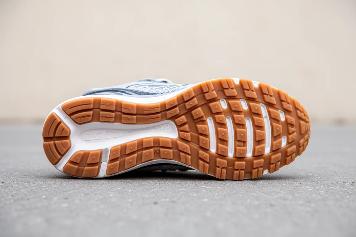 Runner on a quiet road wearing racing shoes, warm morning light