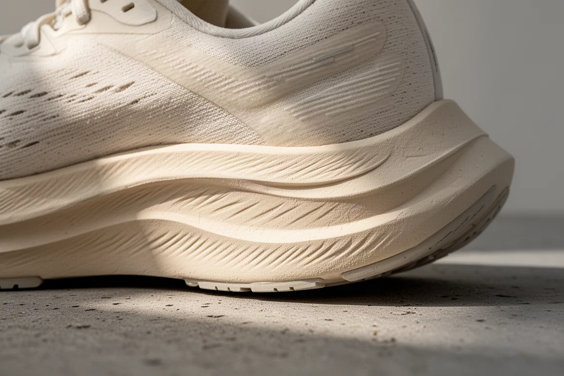 Midsole close-up showing subtle creasing after extended use