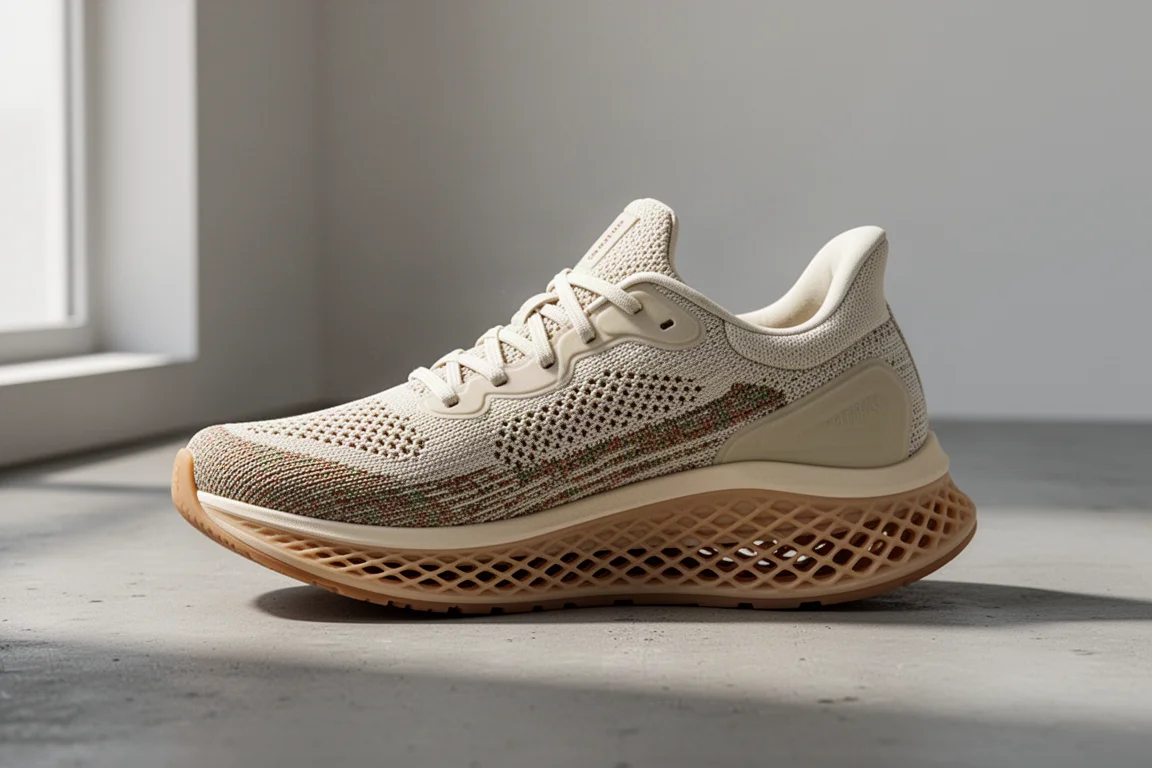 Tracksmith Eliot Runner Laufschuh auf matter Betonoberfläche