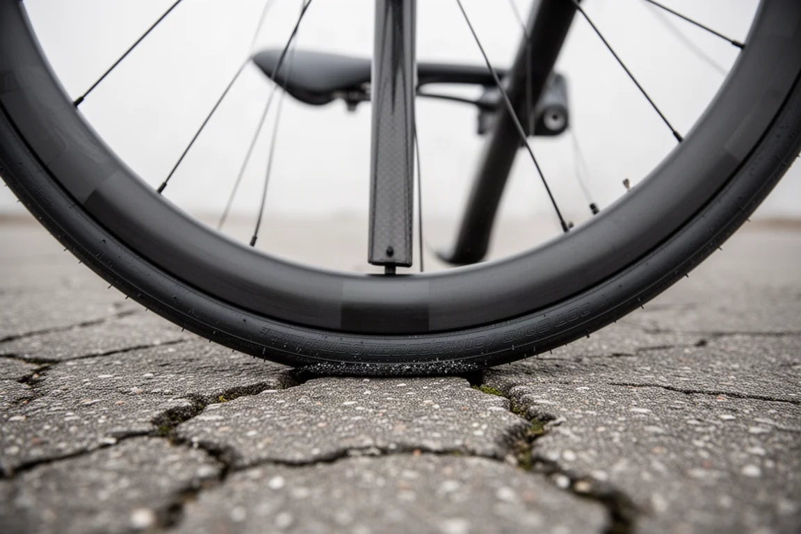 Road cyclist climbing a steep mountain pass in low morning light