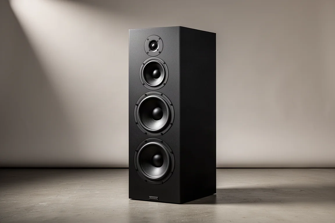 Triad Gold In-Room LCR three-way home theater speaker on a neutral grey backdrop