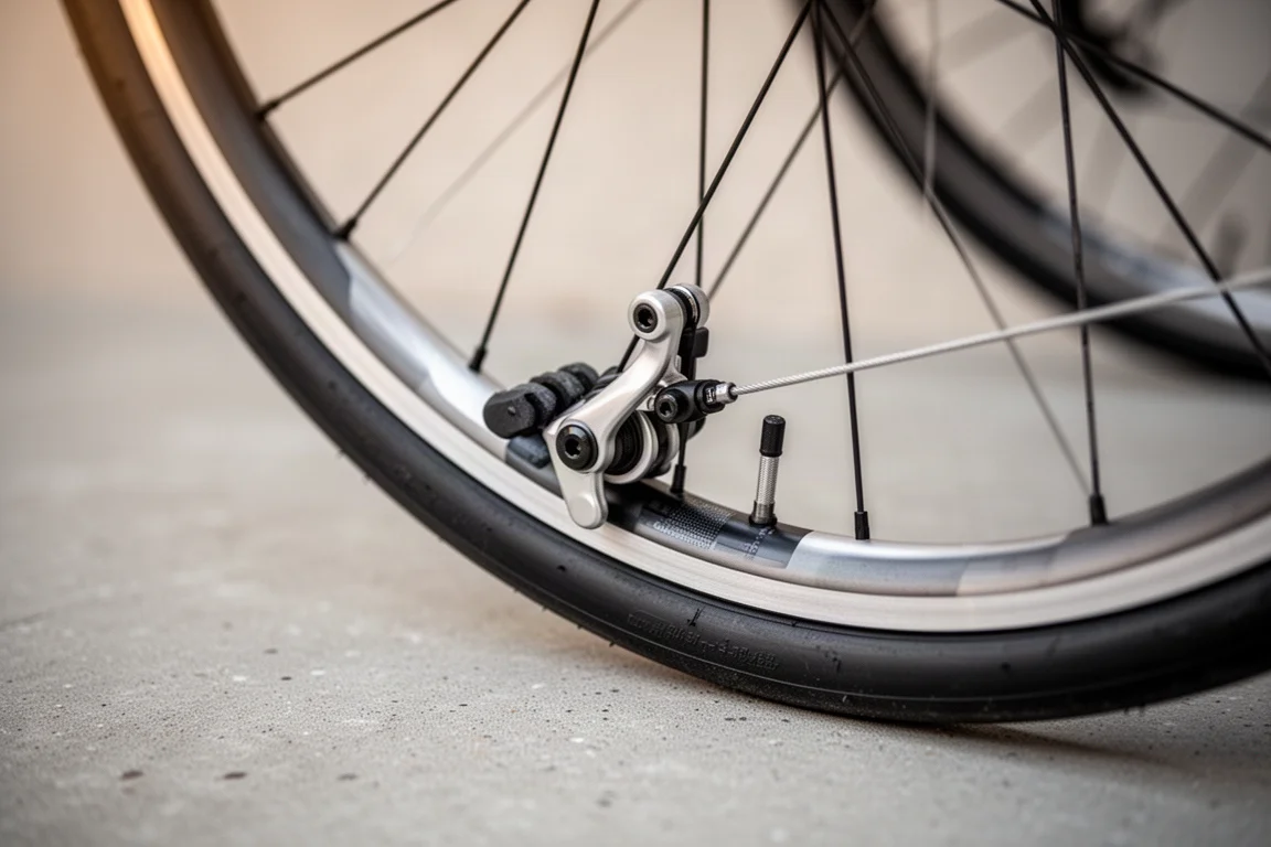 Close up of road bike stem spacers and compact drop handlebar front end