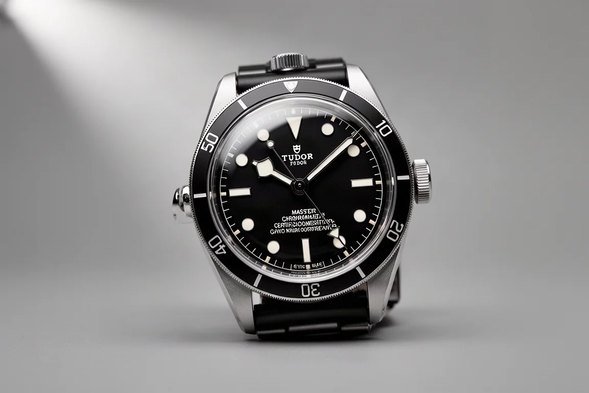 Seis relojes Tudor con varios colores de esfera dispuestos sobre una superficie de pizarra oscura