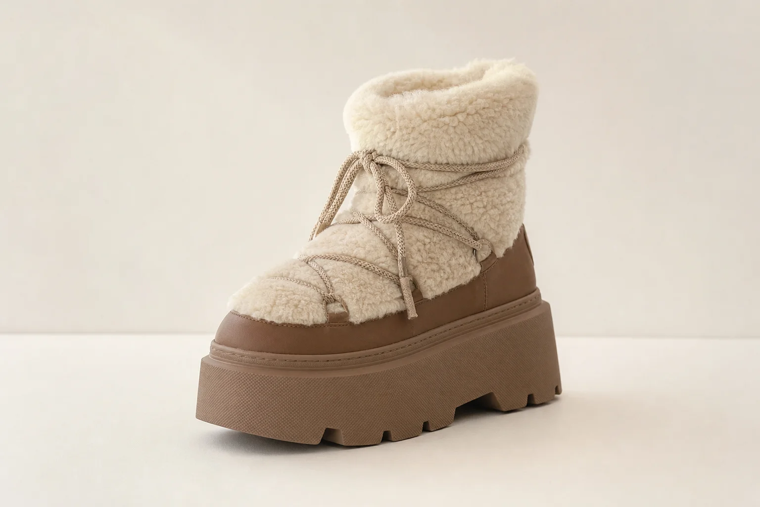 Collection de bottes d'hiver variées disposées sur une surface en béton
