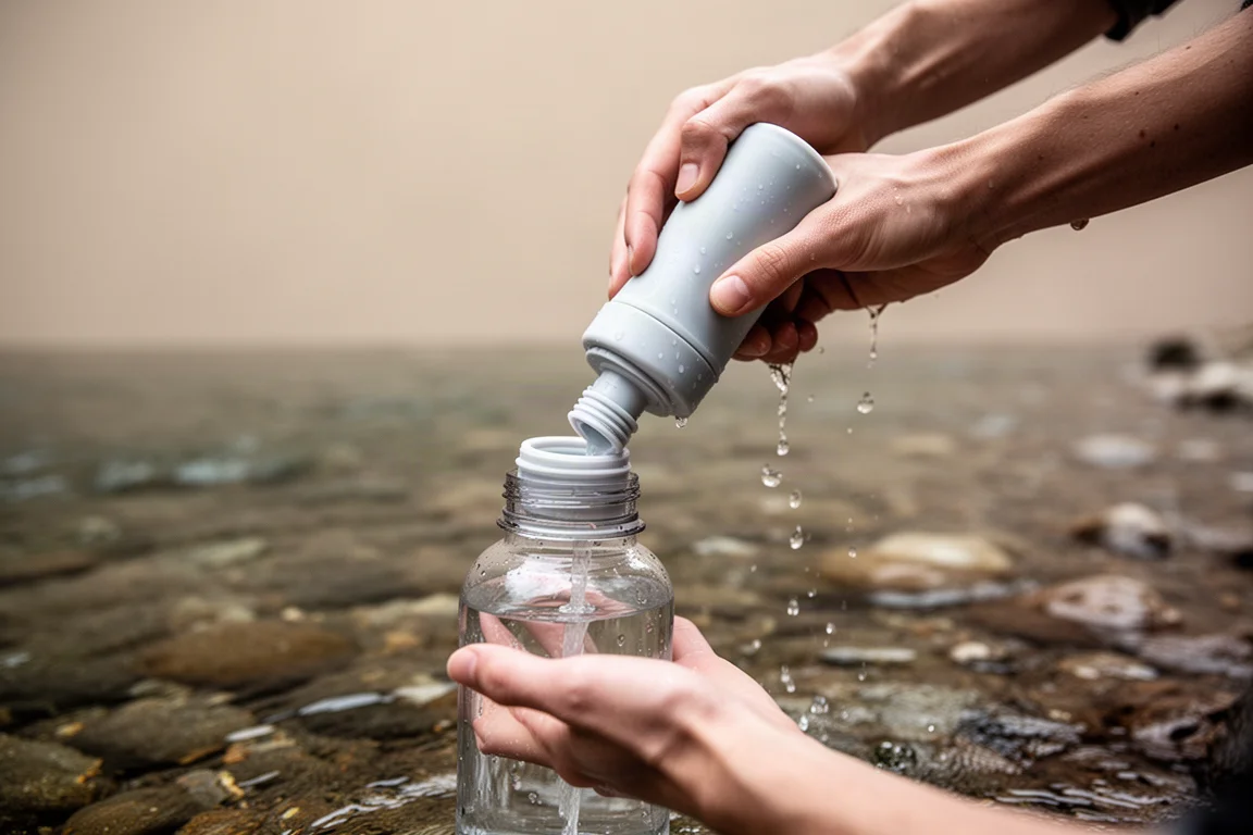 Waterfilter wordt gebruikt bij een rivier