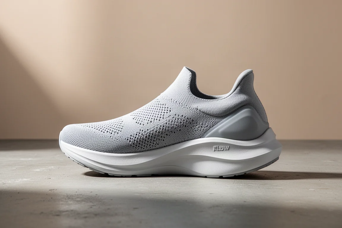 Under Armour Flow Synchronicity running shoe on a matte concrete surface