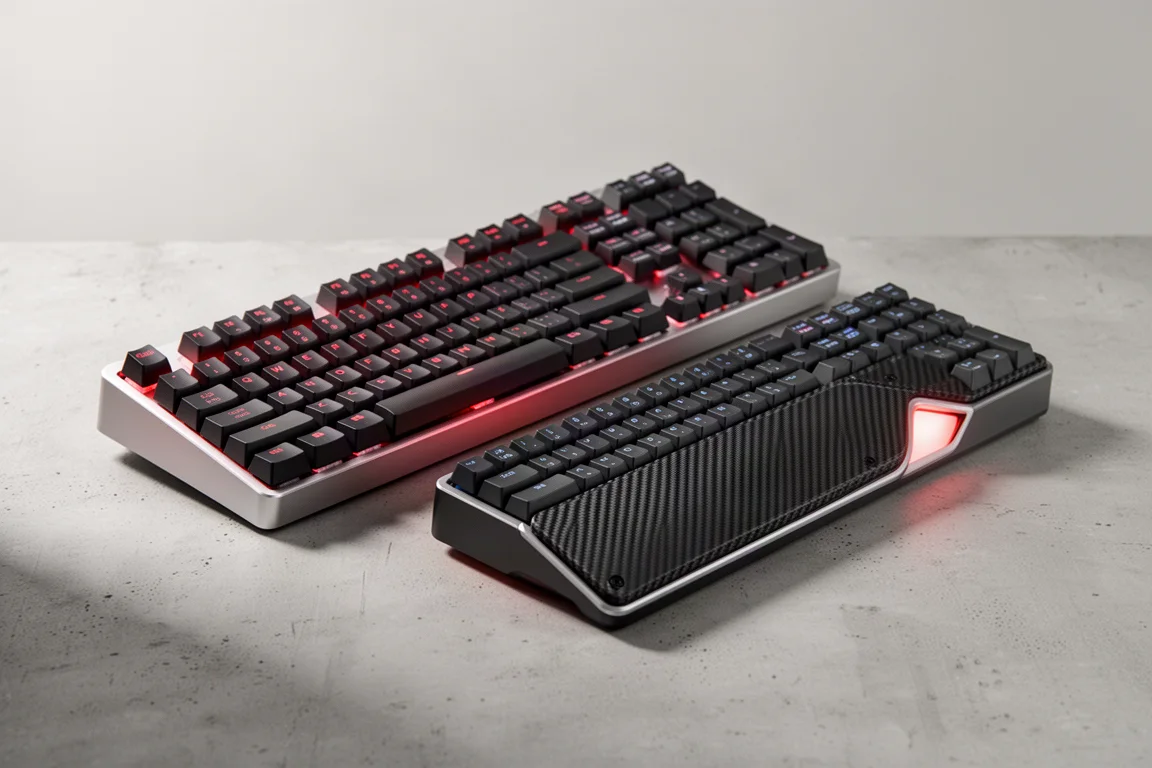 Unik Mag UQ71 and UQ68 keyboards on a concrete surface