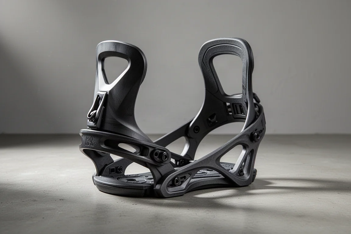 Asymmetrical Union ASIM Halo snowboard binding base frame on concrete