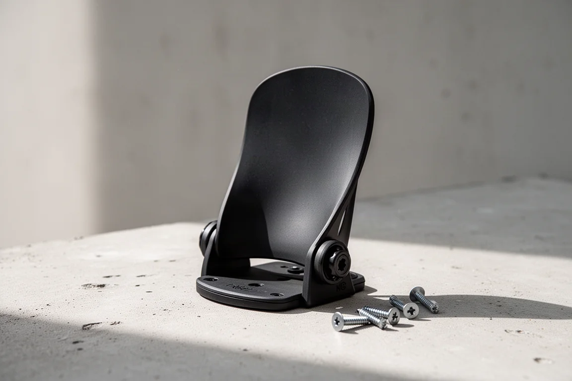 Snowboard-Binding-Highback steht aufrecht auf einer neutralen Studiolfläche