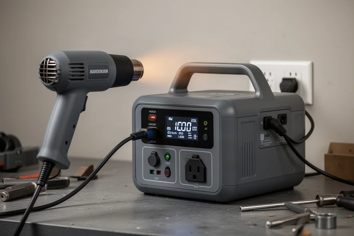 Pistolet thermique branché sur la station d'alimentation lors d'un test à forte consommation