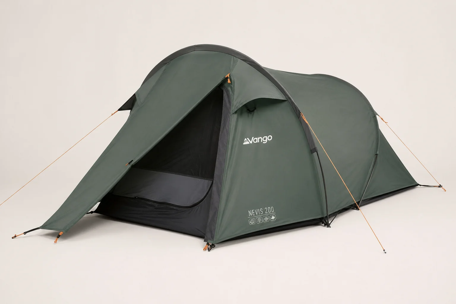 Nine hiking tents arranged on neutral backdrop showing variety in size and design