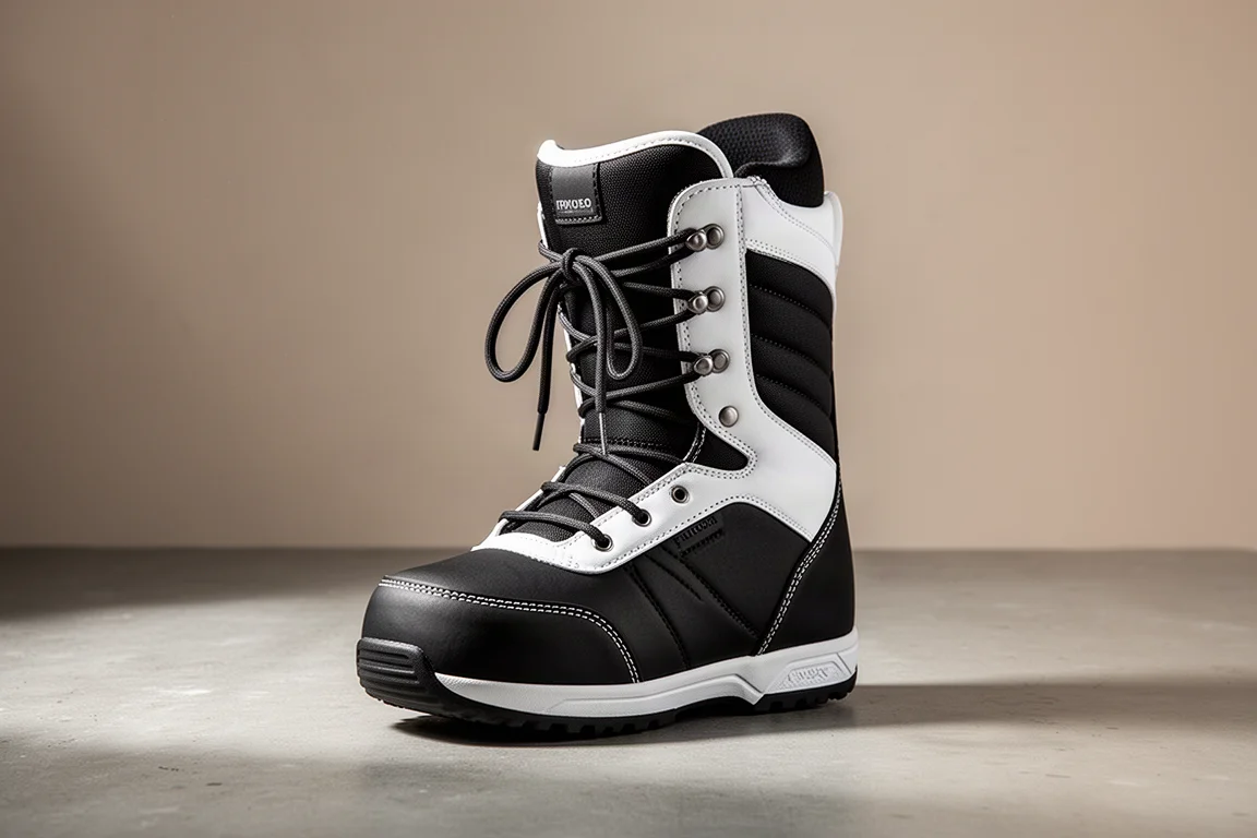 But snowboardowy Vans High Standard OG stojący pionowo na szarej betonowej powierzchni