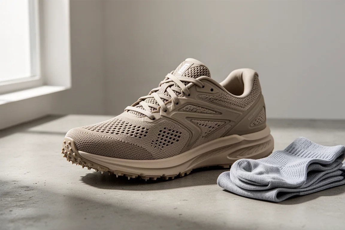 Vasia Condor 3 running shoe on a concrete surface with soft lighting