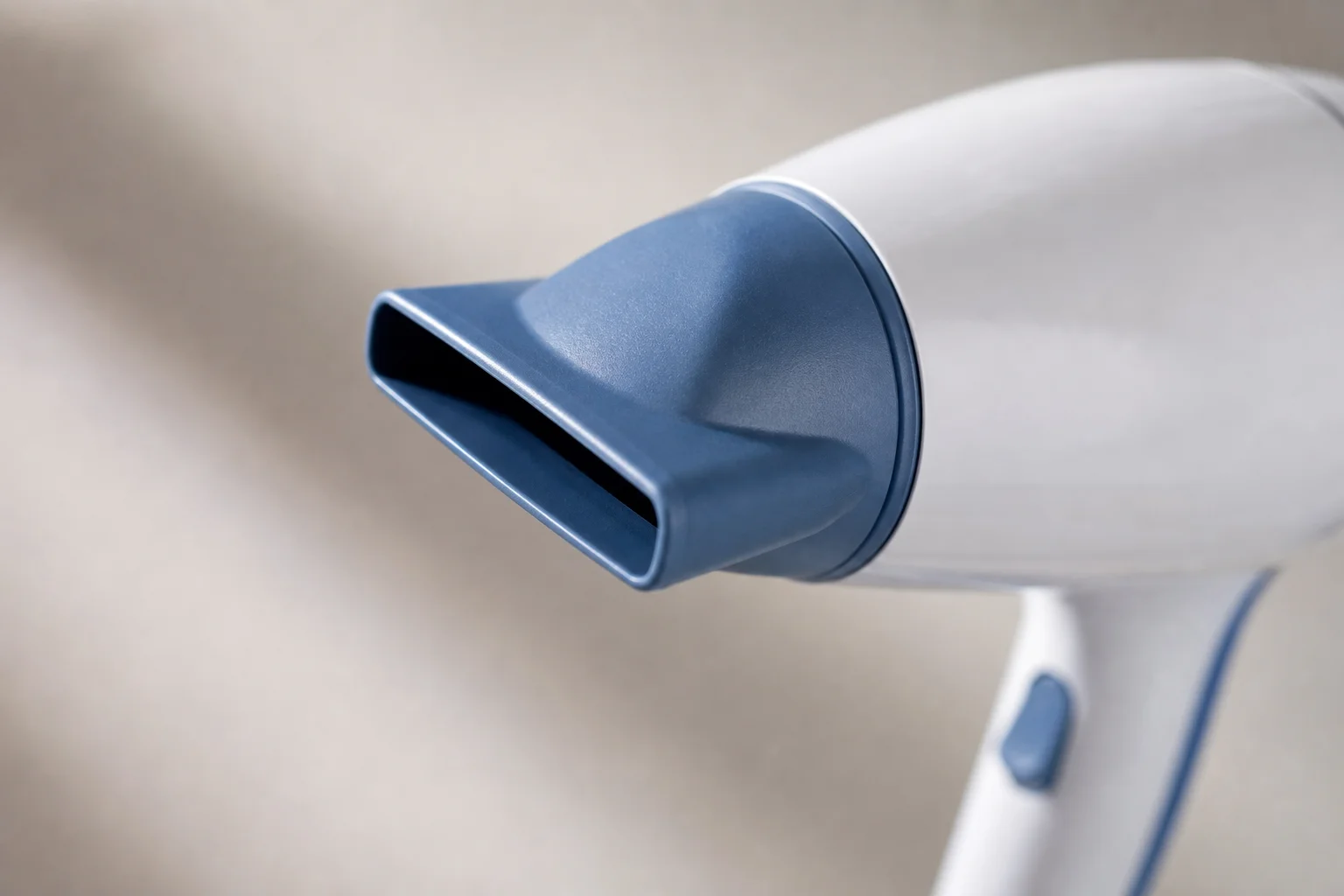 Hair dryer nozzle and concentrator attachment in white and blue