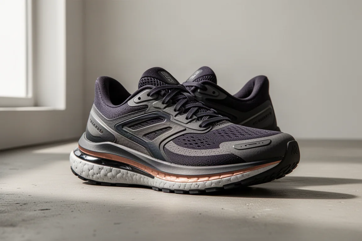 Vimazi Z40 tempo running shoe standing on a matte concrete surface
