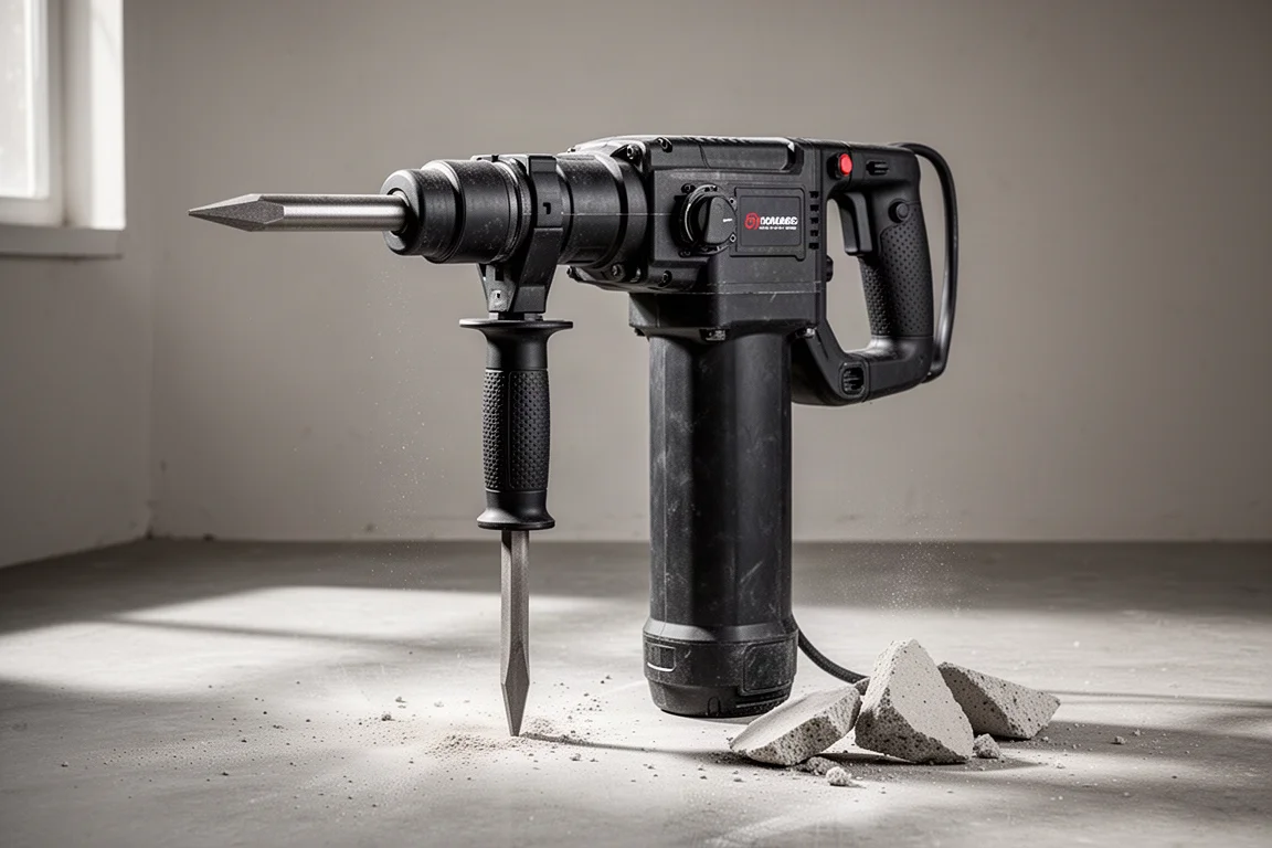 Vivor demolition hammer standing upright on a concrete workshop floor