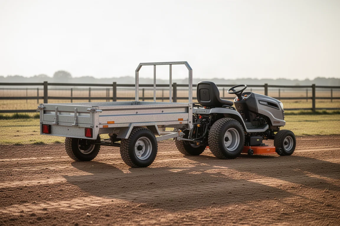 Gebruiksagenda gekoppeld aan een kleine tractor op vlakke grond