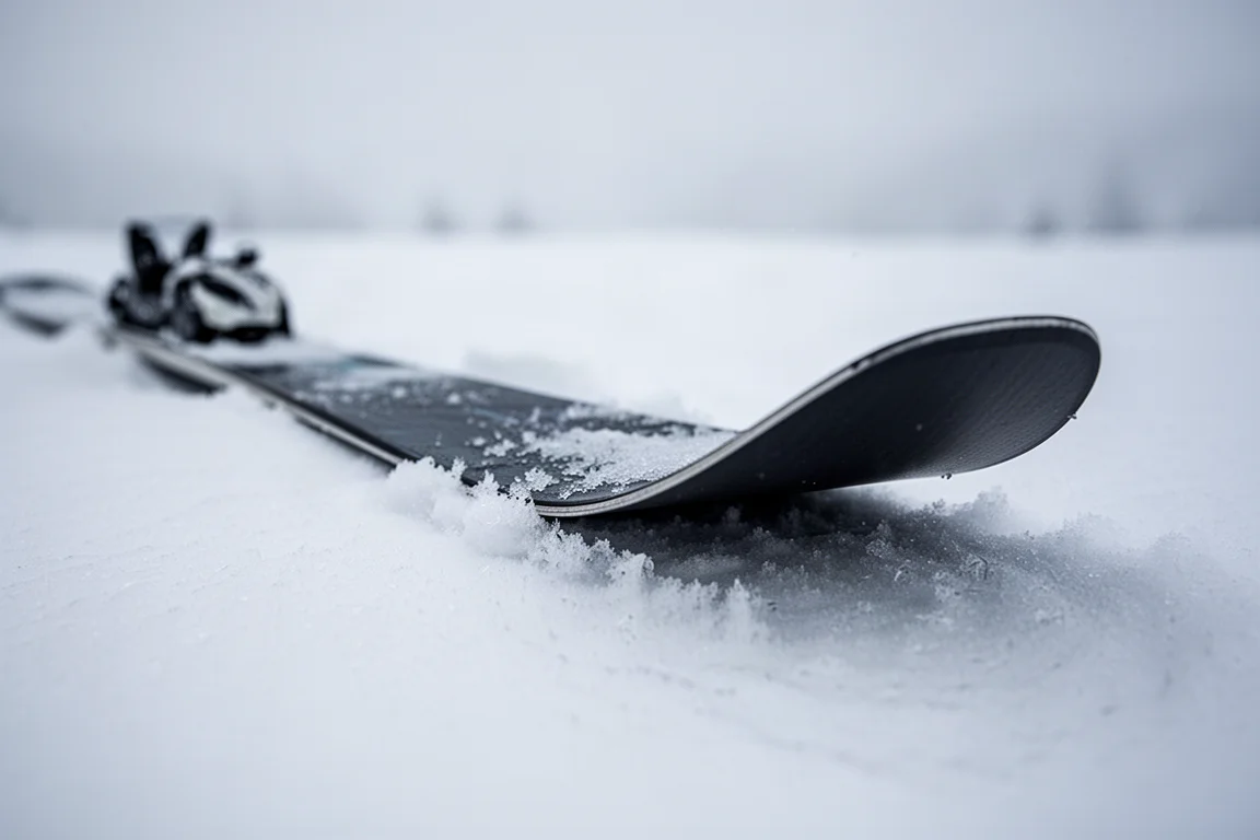Skifahrer zieht Schwünge durch Bäume in leichtem Pulverschnee